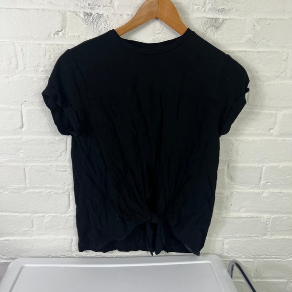Jack Wills Women's Knotted Front Crewneck T-Shirt Short Sleeve Black Size 4 - Picture 1 of 7